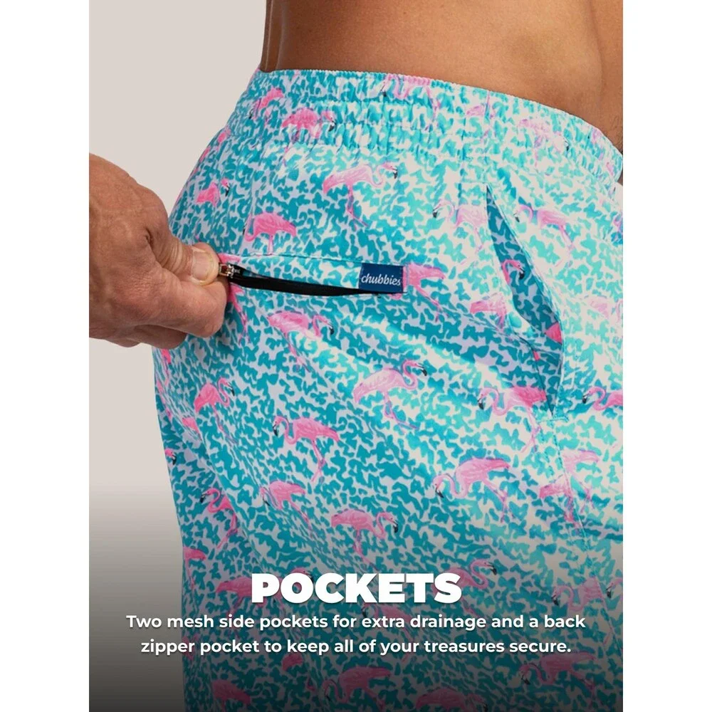 Chubbies Men's Lined Swim Trunks 7 Inch Shorts Elastic Waist Stretch Boxer L
